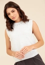Blusa Tricô Sem Manga Com Strass e Pérolas