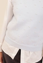 Blusa Tricô Sem Manga Com Strass e Pérolas