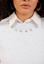 Blusa Tricô Sem Manga Com Strass e Pérolas