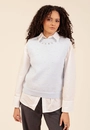 Blusa Tricô Sem Manga Com Strass e Pérolas