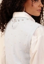 Blusa Tricô Sem Manga Com Strass e Pérolas