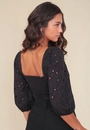 Blusa Cropped Laise Manga 3/4 Com Franzido No Busto