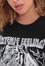 T-Shirt Em Meia Malha Com Tigre Glitter