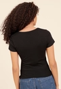 Blusa Em Ribana Manga Curta Com Frufru