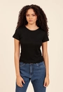 Blusa Em Ribana Manga Curta Com Frufru