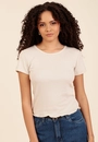 Blusa Em Ribana Manga Curta Com Frufru
