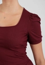 Blusa Em Malha Canelada Manga Curta