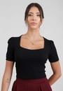 Blusa Em Malha Canelada Manga Curta