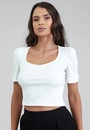 Blusa Em Malha Canelada Manga Curta
