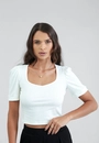 Blusa Em Malha Canelada Manga Curta