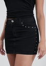 Saia Curta Jeans Cós Médio Com Tachas