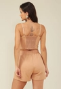 Short Em Linho Com Recorte E Bolso