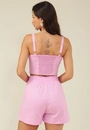 Short Em Linho Com Recorte E Bolso