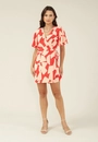 Vestido Macaquinho Com Transpasse Em Viscose Estampa Geometrica