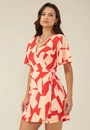 Vestido Macaquinho Com Transpasse Em Viscose Estampa Geometrica