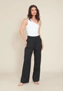 Calça Wide Leg Alfaiataria Com Prega E Cós Transpassado