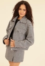 Jaqueta Pied Poule Bolso Frontal