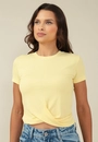 Blusa Em Ribana Manga Curta Com Recorte E Transpasse Barra