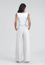 Calça Pantalona Com Cinto Em Alfaiataria