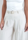 Calça Pantalona Com Cinto Em Alfaiataria