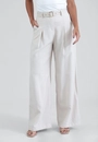 Calça Pantalona Com Cinto Em Alfaiataria