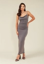 Vestido Midi Alça Gola Degagê