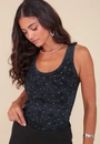 Blusa Regata Em Ribana Estonada Com Strass