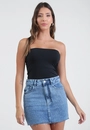 Saia Jeans Curta Com Strass