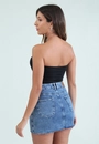 Saia Jeans Curta Com Strass