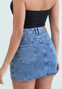 Saia Jeans Curta Com Strass