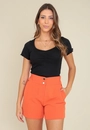 Short Em Alfaiataria Elástico Lateral