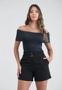Short Em Alfaiataria Elástico Lateral