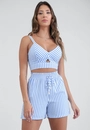 Cropped Com Alça Em Viscose Listrada