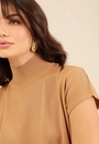 Blusa Tricô Manga Curta Gola Alta