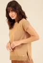 Blusa Tricô Manga Curta Gola Alta