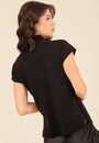 Blusa Tricô Manga Curta Gola Alta