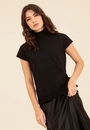 Blusa Tricô Manga Curta Gola Alta