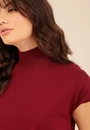 Blusa Tricô Manga Curta Gola Alta