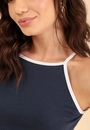 Blusa Com Alça Bicolor Em Cotton