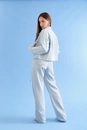 Calça Jeans Reta Com Strass Azul Claro