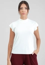 Blusa Manga Curta Com Gola Alta Em Malha Canelada