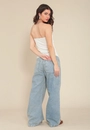 Calça Jeans Wide Leg Com Recorte