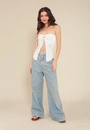 Calça Jeans Wide Leg Com Recorte