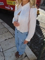 Camisa Em Tricoline Manga Longa Com Apliques Strass