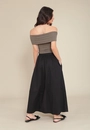 Saia Midi Em Tricoline Com Bolso Transpasse E Fenda
