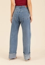 Calça Jeans Wide Leg Barra Virada