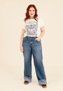 Calça Jeans Wide Leg Barra Virada