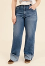 Calça Jeans Wide Leg Barra Virada