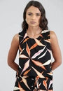 Blusa Regata Em   Viscose Estampada Folhagens Color