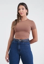 Blusa Básica Em Poliamida Manga Curta